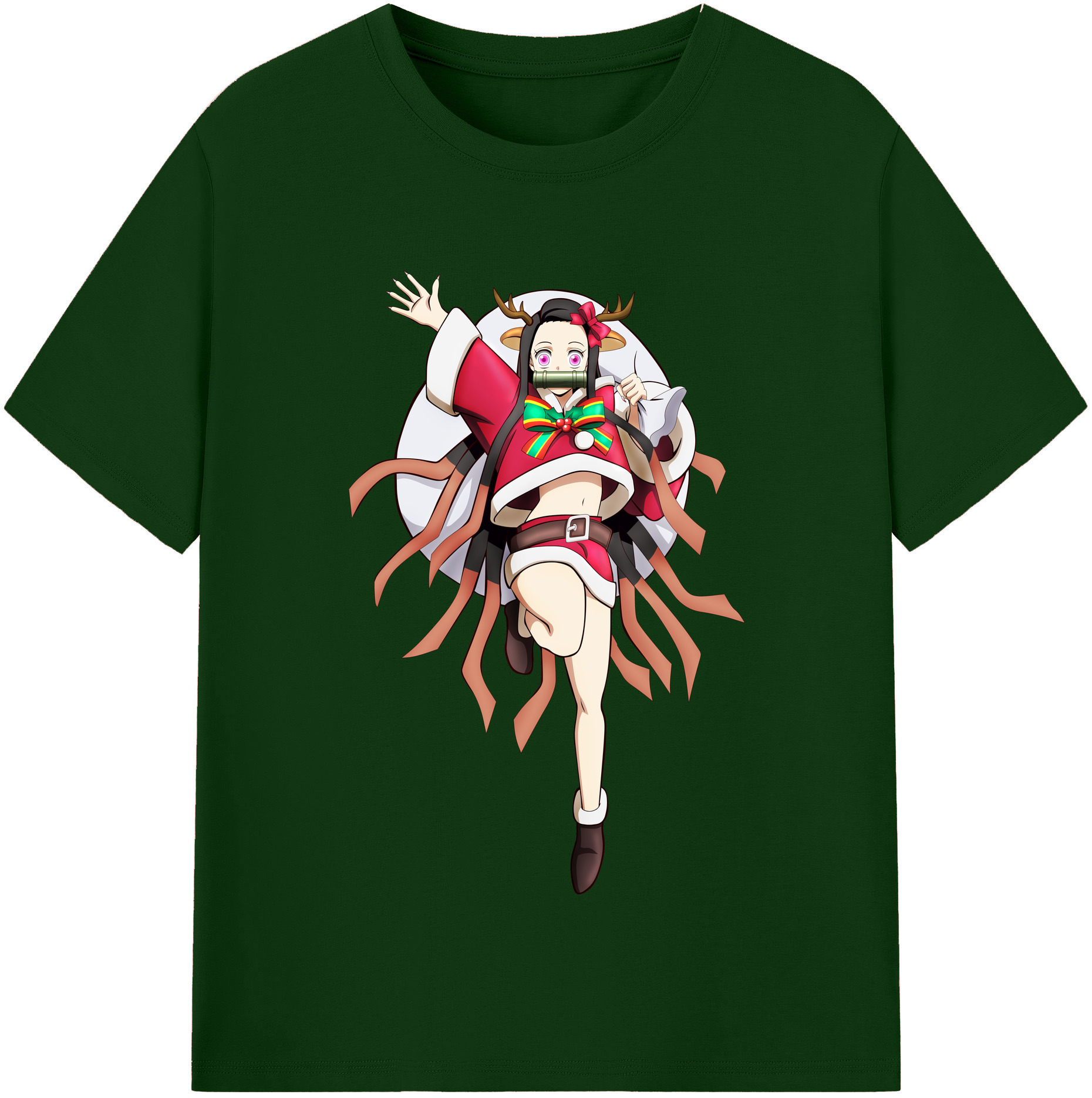 （画像用） 鬼滅の刃（きめつのやいば）竈門 禰󠄀豆子／かまど ねずこ Kamado Nezuko 綿100％半袖Tシャツ（フロントプリント）